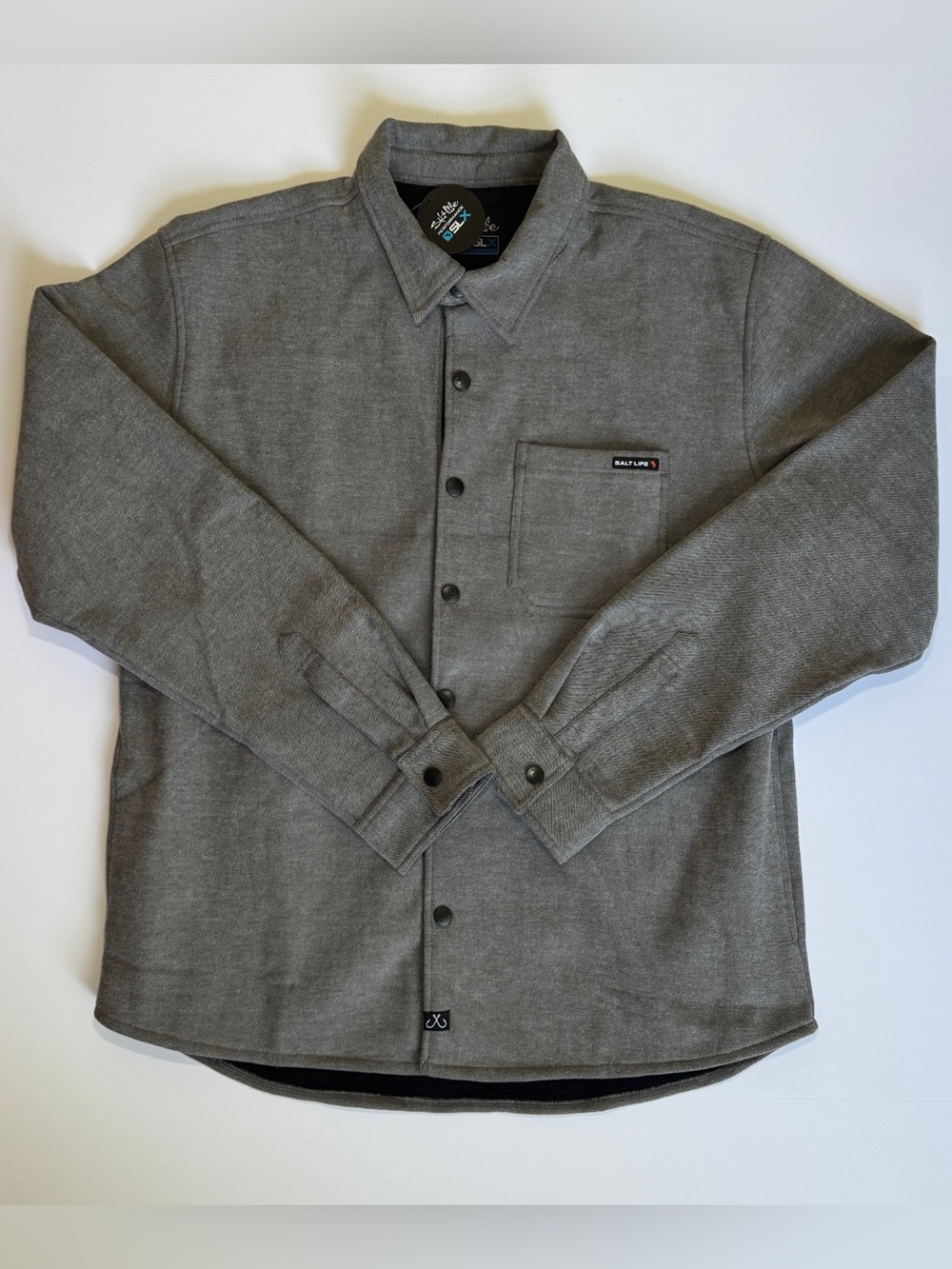 NWT Salt Life Men's Gray Button-Up Jacket with Fleece Interior
